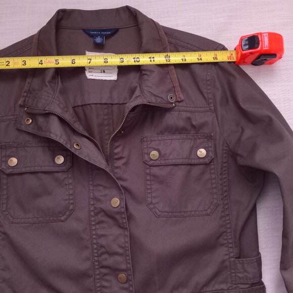 Vintage Tommy Hilfiger Army Green Cargo Snap Button Zip up Women’s Jacket Sz M* - Picture 5 of 7